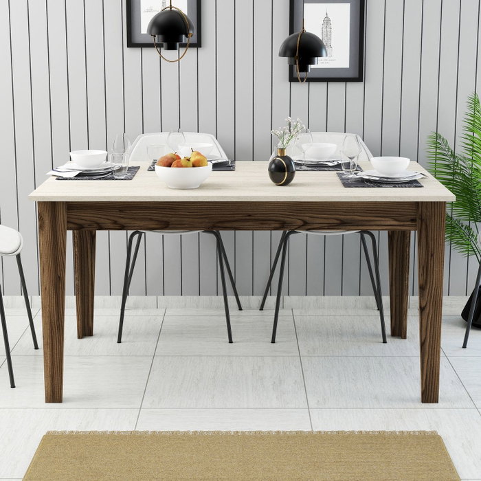 Hanah Home Milan 898 Mesa de Comedor Nogal y Travertino